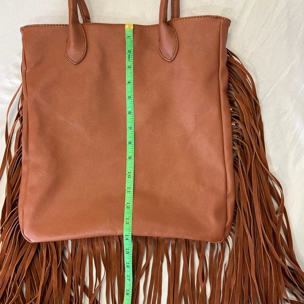Brown Fringe Boho Tote Bag Western Cowgirl Festival Shoulder Bag Faux Leather